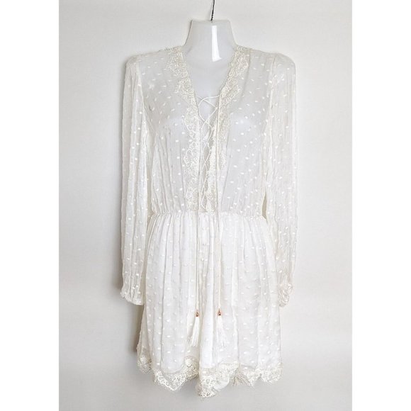 Zimmermann Oleander Lattice Playsuit Silk Size 1 / 10 - Picture 2 of 16